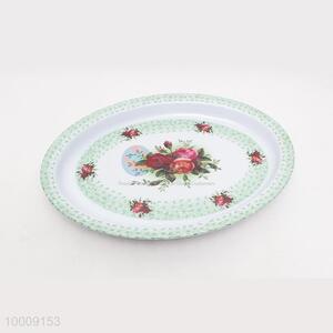 Wholesale Green Flower Round Plastic <em>Salver</em> With Pink Border