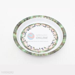 Wholesale Round Plastic Salver With Green Flora Border