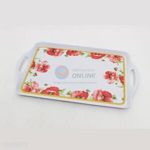 Wholesale Red Flower Rectangular Plastic Fruite <em>Salver</em> With Handle