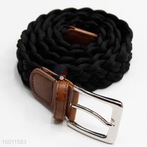 Solid Black Braided Waist <em>Belt</em> Strap for Women/Men