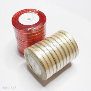 Gold edge satin ribbon for gift packing