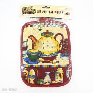 Wholesale Teapot Rectangular Insulation Mat/Pot Holder with Red Border