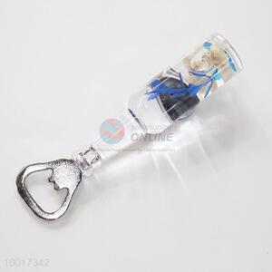 Blue plastic plant bottle opener