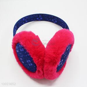 2015 new design winter warm blue paillette earmuff for ladies