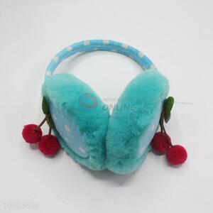 Blue dot pattern earmuff with cherry