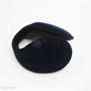 Men dark blue grid earmuff for winter