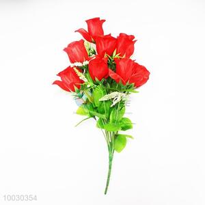 12 Heads Red Rose Artificial Flower For Home Decoration