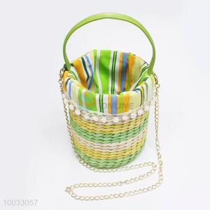 Cylinder Shaped Woven Hand Bag/Crossbody Bag