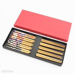 5 Pairs Bamboo Chopsticks Set In Gift Box