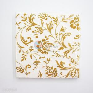 Gold Flower Pattern Square Napkin