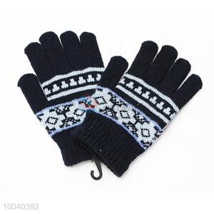 Wholesale Dark Blue Streak Pattern Knitted <em>Gloves</em>