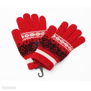 Wholesale Red Streak Pattern Knitted <em>Gloves</em>
