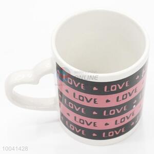 2016 Best choice love printed ceramic cup with handle