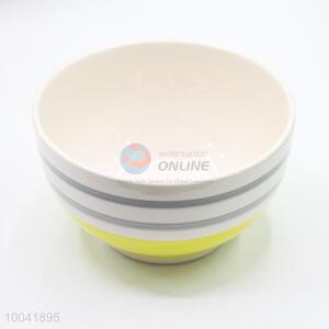 Yellow and Gray Cross Stripe Ceramic  Bowl