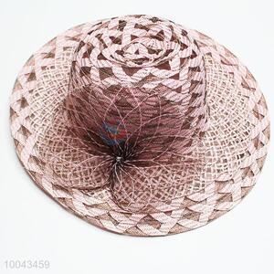 Pink summer paper straw big brim women hats