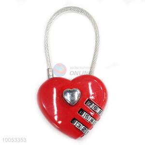 Wholesale iron&copper three digital red love heart shape combination padlock