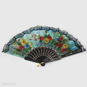 Cheap Pink Plastic&Dacron Chinese Style Hand Fan