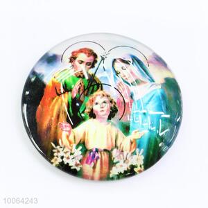 Round Color Printing Glass Fridge Magnet