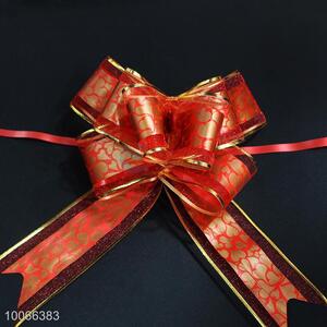 Red loving heart pattern pull flower/ribbon pull bow for wedding flower packing