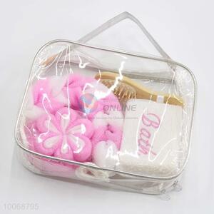 Pink travel bath set with 4pcs item