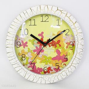 Round plastic wall clock woith flower&crack pattern