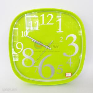 Light green square plastic wall clock