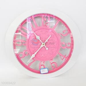 Pink hollow round plastic wall clock