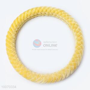 Yellow Plush Car Interior Accessories Steering Wheel Cover