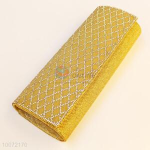 Bottom price light yellow evening bag women crystal cultch bag