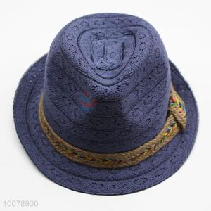 Women blue lace paper straw cap summer hat