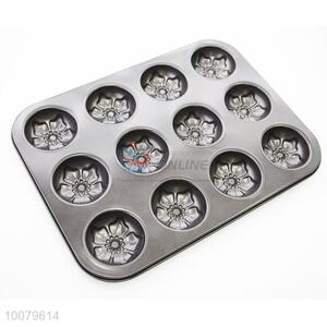 12 Holes Flower Shaped Aluminum Cake Mould