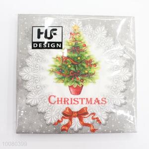 Gray Chirstmas Tree Printed Paper Napkins Set