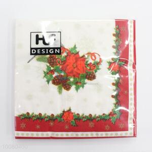 White Chirstmas Deoration Printed Paper Napkins Set