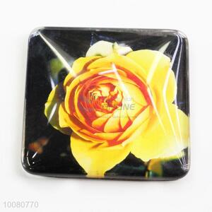 Beautiful yellow flower glass fridge magnet