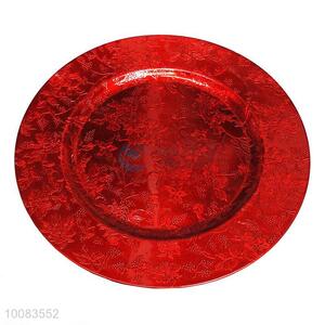 Red round plastic food beer tray salver