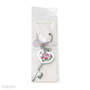 New Arrival Key Shaped Zine-alloy Metal Key Chain/Key Ring with Rhinestone