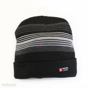 Striped Men's Polyester Knitted Cap/Hat