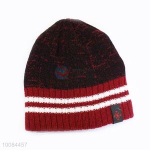 Short Striped Knitted Acrylic Fiber Cap/Hat