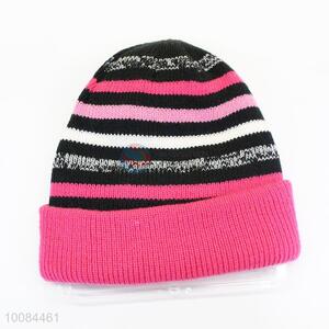 New Arrival Striped Knitted Acrylic Fiber Cap/Hat