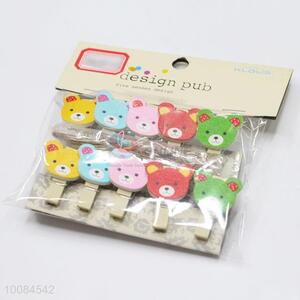 Cute colorful bear shape decorative wood clip