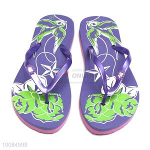 China supplies bird&flower pattern printed lady beach flip flops