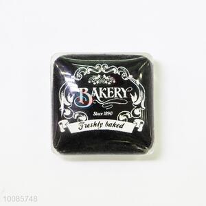 Freshly Baked Black Square Crystal Glass Fridge Magnet