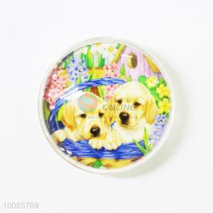 Dog Round Crystal Glass Fridge Magnet