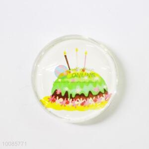 Cake Round Crystal Glass Fridge Magnet