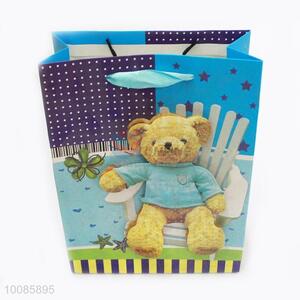 Top Quality Bear Pattern White Cardboard Paper Handbag/Gift Bag With Paster