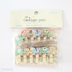 Interesting Elephant Design Decoration Wooden Clip Set