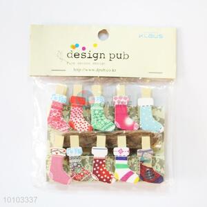 Nice Stockings Design Decoration Wooden Clip Set