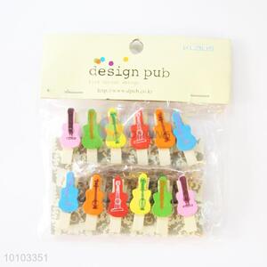 Durable Guitar Shaped Decoration Wooden Clip Set