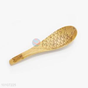 Utility Wood Spoon With Fish Body Pattern