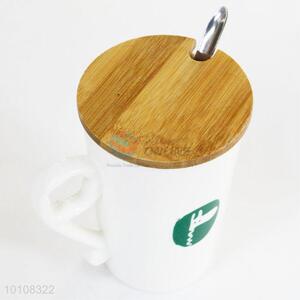 Promotional white coffee mugs ceramic cups with lid&spoon